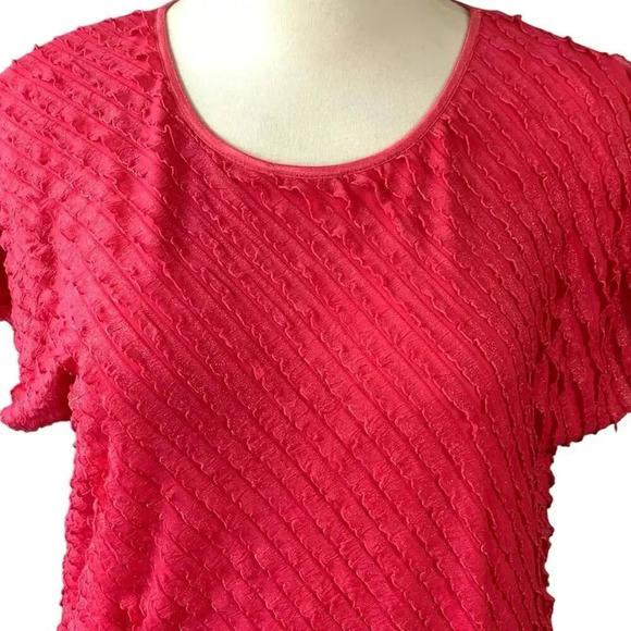 Rebecca Malone Bundle of 2 Tiered Ruffles Short Sleeves Tops Size 1X Red Purple - Picture 4 of 14